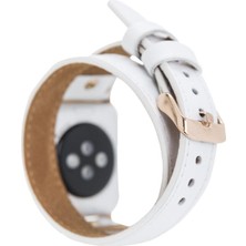 BloominBag Alpıne Double Tour Ivory White Hakiki Deri Apple Watch Kordonu - 44/45/46/49MM