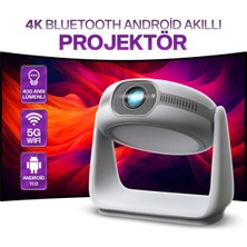 Ensiga 4K Şarjlı Bluetooth Android Akıllı Hoparlörlü Işıklı Gerçek 4K Taşınabilir Sinema Projektörü