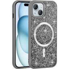 Lyon Tech Apple iPhone 13 ve 14 Uyumlu Zore Mozaik Pırlanta Tasarımlı M-Safe Şarj Özellikli Kamera Korumalı Silikon Kılıf