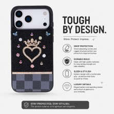 Gp Iguana Vissel iPhone 17 Pro Max Uyumlu Taşlı Kalp Detaylı Kılıf – Parlak Taşlı, Darbe Emici Koruma, Şık & Trend Telefon Kılıfı, Siyah