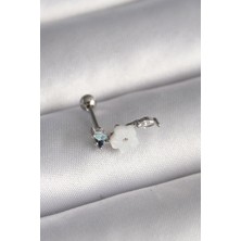 Utterly Good 316L Çelik Tragus Piercing Zirkon Taş Beyaz Çiçek Model