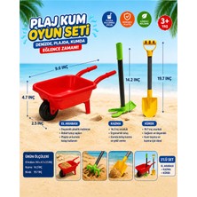 Empressco Kazma Küreği Olan Kırmızı Renk Plaj Kum Aktivite Deniz Malzemlerinden Oyuncak El Arabası