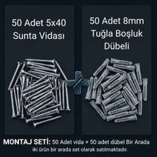 Aras Endüstri 50 Adet 5X40 Sunta Vidası ve 50 Adet 8mm Tuğla Boşluk Dübeli Montaj Seti