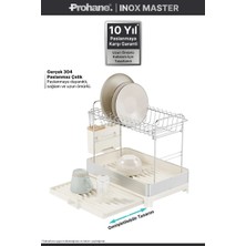 Prohane Inox Master KD400 | Genişletilebilir 2 Katlı Bulaşıklık | 304 Paslanmaz Çelik | Su Tahliyeli Tezgah Üstü Kurutmalık
