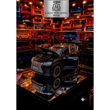 Oyuncak Sahili Lexus Jip Diecast Tarzı Metal Araba 15 cm Koleksiyon Kapı Bagaj Motor Kaput Açılır Çekbırak Sesli Jip Black