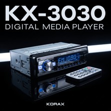 Korax KX-3030 Bluetooth Çift USB Girişli Rgb Çok Renkli Oto Teyp 4 x 50 W  / Microsd / Aux