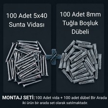 Aras Endüstri 100 Adet 5X40 Sunta Vidası ve 100 Adet 8mm Tuğla Boşluk Dübeli Montaj Seti