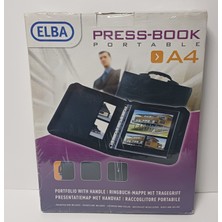 Elba Press-Book Portable A4 Fermuarlı Sunum Çantası 4 Halkalı Siyah