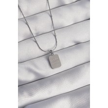 Rafiel 316L Çelik Gümüş Renk Kare Charm Model Kolye