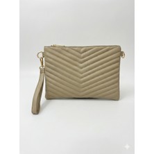Sanmorris Kadın Suni Deri Kum Mat Ayarlanabilir Çapraz Ve El Askılı Deri Portföy, Clutch Çanta