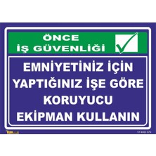 Mediwiz Emniyetiniz Için Yaptığınız Işe Göre Koruyucu Ekipman Kullanın Levhası Levha 15X21 cm Sticker
