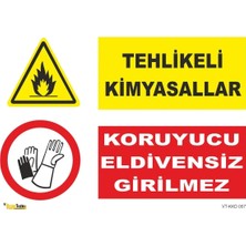 Mediwiz Tehlikeli Kimyasallar Koruyucu Eldivensiz Girilmez Levhası Levha 35X50 cm Galvaniz Saç 0,4 mm