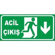 Mediwiz Acil Çıkış (Aşağı Yön) Levhası Levha (Fotolümenli) 10X30 Sticker Lmn 009
