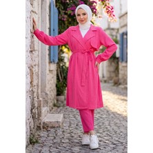 Hafsa Mina Uzun Kimonolu Ikili Takım Fuşya HM2937