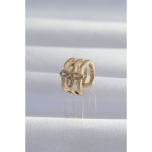 Rafiel Pirinç Gold Renk Yonca Earcuff Küpe
