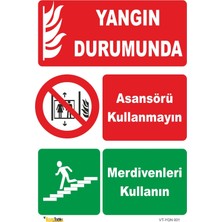 Mediwiz Yangın Durumunda Asansör Yerine Merdiven Kullanın - Isg Levhası Levha 15X21 cm Galvaniz Saç 0,4 mm