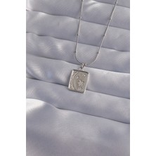 Rafiel 316L Çelik Zincir Gümüş Renk Zirkon Taşlı Ay Yıldız Figürlü Tarot Kolye