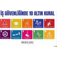 Mediwiz Iş Güvenli̇ği̇nde 10 Altin Kural 50X70 cm Sti̇cker 5 Li̇ Paket