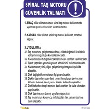 Mediwiz Spiral Taş Motoru Güvenlik Talimatı Tlm 058 50X60 cm Galvaniz Saç 0,4 mm Tlm 058