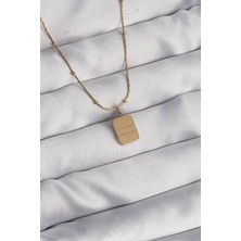 Rafiel 316L Çelik Gold Renk Kare Charm Model Kolye