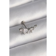 Rafiel 316L Çelik Gümüş Renk Zirkon Taşlı Tragus Piercing