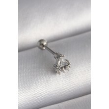 Rafiel 316L Çelik Gümüş Renk Üçgen Zirkon Taşlı Tragus Piercing