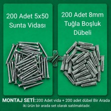 Aras Endüstri 200 Adet 5X50 Sunta Vidası ve 200 Adet 8mm Tuğla Boşluk Dübeli Montaj Seti