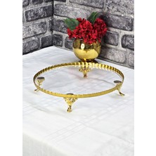 SEÇKİNEV Patissiere Yuvarlak 32CM, Döküm Metal 4 Ayaklı Sunum Tabağı Altın/gümüş/eskitme