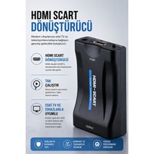 CoverZone HDMI Scart Dönüştürücü Video Converter, 1080P Destekli, Pal Ntsc Seçilebilir, Tak Çalıştır, 5V Güç Girişli, HDMI Giriş Scart Çıkış Dönüştürücü | Hs-74