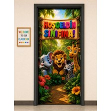 Promisebackdrop2 190X75CM Lastikli Kapı Süsü, Kumaş Kapı Giydirme, Hoş Geldin Sınıfına, Sınıf Kapısı, Okul Etkinlik Kapı Süsü