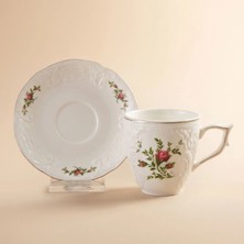 Karaca Vintage Rose Çay Fincanı ve Tabağı 200 ml Krem