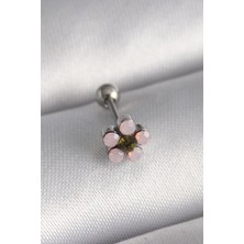 Rafiel 316L Çelik Gümüş Renk Zirkon Taşlı Çiçek Tragus Piercing