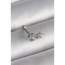 Rafiel 316L Çelik Gümüş Renk Zirkon Taşlı Yıldız Tragus Piercing