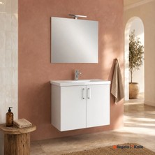 Kale Noah Beyaz 80 cm Kapaklı Alt Dolap, Lavabo ve Aynalı Banyo Seti