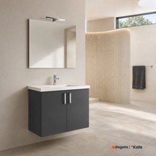 Kale Noah Antrasit 80 cm Kapaklı Alt Dolap, Lavabo ve Ayna Takımı