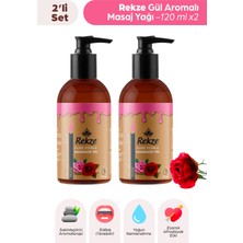 Rekze Gül Aromalı Kokulu Vücut Masaj Yağı 2 Adet x 120 ml - Nemlendirici Aromaterapi Yağı Seti