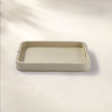 Qua Home Cleo Krokodil Dekoratif Deri Tepsi Bej 30X23X3 cm