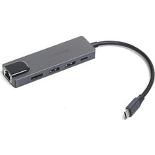 Livizmir Moda Dark USB 3.1 Type-C To Ethernet/hdmı/usb 3.0 - USB 2.0 / Usb-C Pd 65W Macbook Pro/air & Notebook/ultrabook Için Port Çoklayıcı Hub (DK-AC-U31X46)