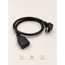 HDMI Uzatma Kablosu 90 Derece L Tipi Erkek Dişi Adaptör 50 cm