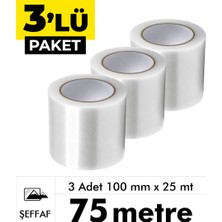 Unitape PE UV Katkılı Şeffaf Sera Tamir Bandı 100 mm x 25 mt (3'lü Paket)