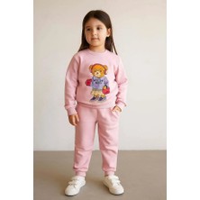 Bony Socks Kız Çocuk Teddy Desenli Eşofman Takımı Pembe