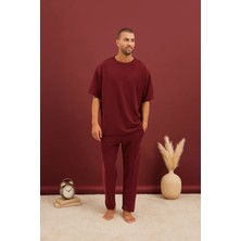 Bony Socks Erkek Basic Fluffy Modal Tshirt Bordo