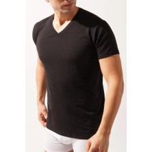 Bony Socks Basic New Modal V Yaka Erkek T-Shirt Siyah