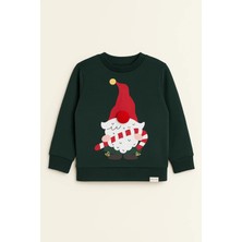 Bony Socks Erkek Çocuk Santa Claus Yılbaşı Temalı Sweatshirt Pijama Üstü Yeşil