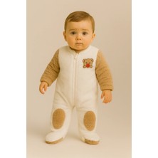 Bony Socks Bebek Teddy Desenli Peluş Tulum Kahverengi