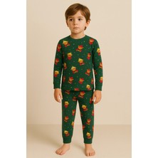 Bony Socks Çocuk Teddy Desenli Kutulu Yılbaşı Pijama Takımı Yeşil
