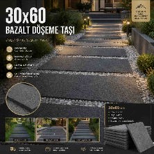 5 Adet Doğal Siyah Bazalt Adım Taşı 30X60 cm 5’li Set | Bahçe Yolu Peyzaj Taşı