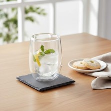 Livizmir Moda Çift Cidarlı (Double Wall) Cam Bardak - 350 ml Isıya Dayanıklı Latte, Filtre Kahve ve Meşrubat Bardağı - El Yakmayan Terlemeyen Modern Tasarım