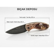 Bıçak Deposu Kaytabay Geyik Figürlü Işlemeli Cep Çakısı Katlanabilir Avcı Bıçağı
