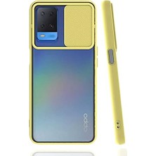 Livizmir Moda Oppo A54 4g ile Uyumlu Kılıf Slayt Sürgülü Arkası Buzlu Lensi Kapak - Sarı